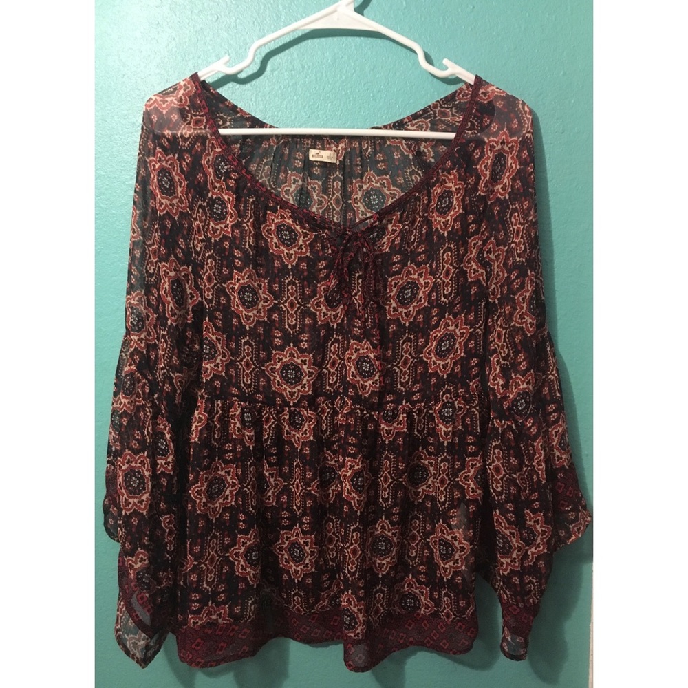 Hollister sheer peasant top.